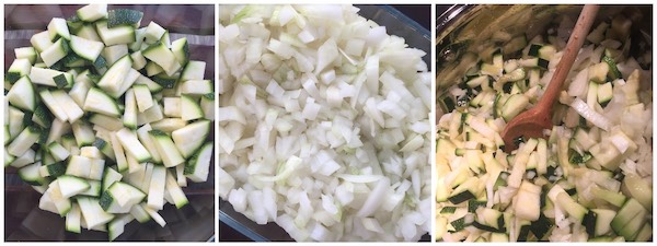 Geschnittene Zucchini & Zwiebel für Chutney